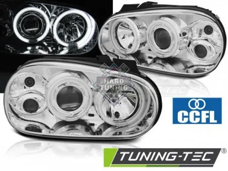 Передние фары Volkswagen Golf 4 (1997-2003) Angel Eyes CCFL хром