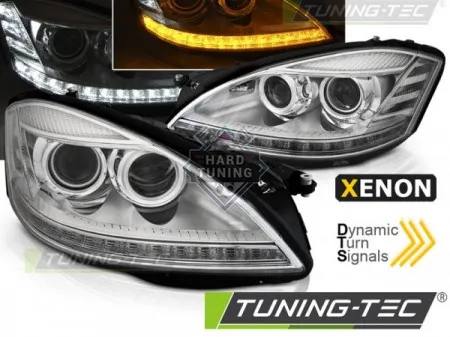 Передние фары Mercedes W221 (2005-2009) Xenon Daylight SEQ хром