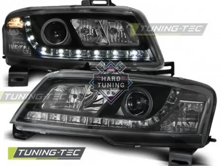 Передние фары Fiat Stilo 3D (2001-2008) Daylight черные