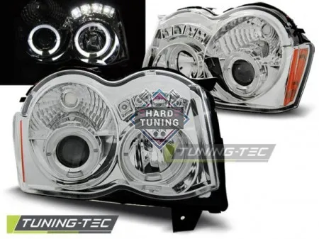 Передние фары Jeep Grand Cherokee (2008-2010) Angel Eyes хром