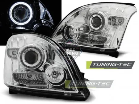 Передние фары Toyota Land Cruiser Prado 120 (2003-2009) Angel Eyes CCFL хром