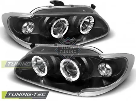 Передние фары Renault Megane/Scenic (1996-1999) Angel Eyes черные