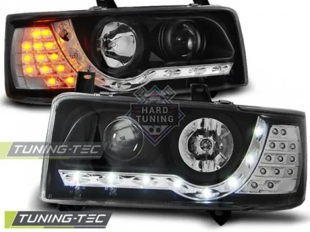 Передние фары Volkswagen T4 (1990-2003) Daylight черные