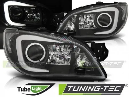 Передние фары Subaru Impreza 2 GD (2006-2007) Tube Light черные