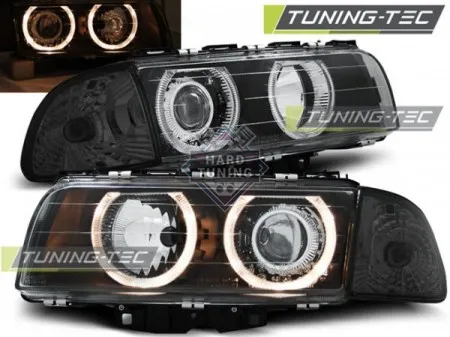 Передние фары BMW E38 (1994-1998) HEADLIGHTS ANGEL EYES fits черные