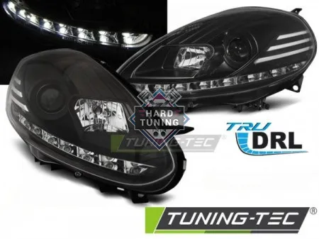 Передние фары Fiat Punto 3 EVO (2009-2012) DRL LED черные