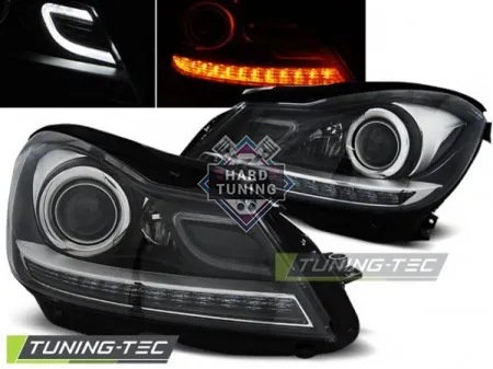 Передние фары Mercedes W204 Coupe C-Class (2011-2014) черные