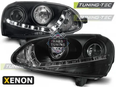 Передние фары Volkswagen Golf 5 (2003-2008) Xenon Daylight черные