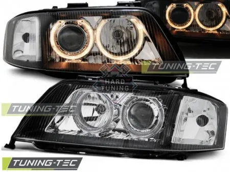 Передние фары AUDI A6 С5 1997-1999 HEADLIGHTS ANGEL EYES fits черные