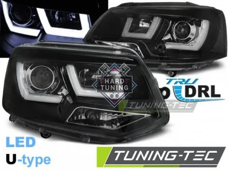 Передние фары Volkswagen T5 (2010-2015) U-LED Light черные