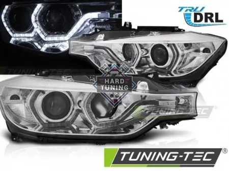 Передние фары BMW F30/F31 LCI (2015-2018) HEADLIGHTS ANGEL EYES LED DRL fits хром
