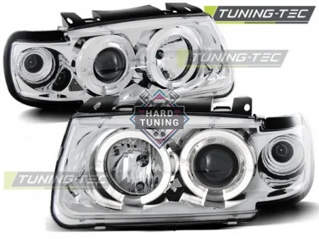 Передние фары Volkswagen Polo 3 (1994-1999) Hatchback Angel Eyes хром