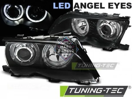 Передние фары BMW E46 (2001-2005) HEADLIGHTS ANGEL EYES LED fits черные