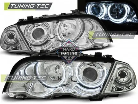 Передние фары BMW E46 (1999-2001) S/T HEADLIGHTS ANGEL EYES CCFL fits хром