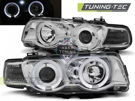 Передние фары BMW E38 (1998-2001) HEADLIGHTS ANGEL EYES fits хром