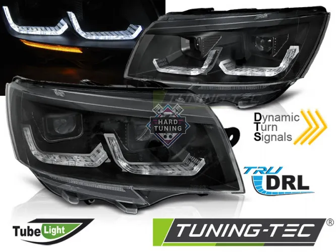 Передние фары Volkswagen T6 (2020-н.в) HEADLIGHTS TUBE LIGHT BLACK DRL SEQ черные