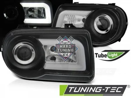 Передние фары Chrysler 300C (2005-2010) Tube Light черные