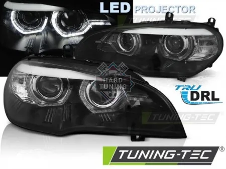 Передние фары BMW X5 E70 07-13 (XENON OEM) LED HEADLIGHTS ANGEL EYES LED DRL fits черные
