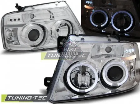 Передние фары Ford F-150 MK11 (2004-2008) Angel Eyes хром