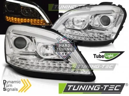 Передние фары Mercedes W164 ML M-Class (2005-2007) Tube Light SEQ хром