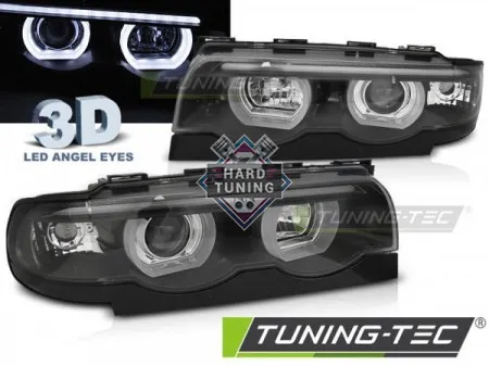 Передние фары BMW E38 (1994-2001) HEADLIGHTS ANGEL EYES LED 3D fits черные