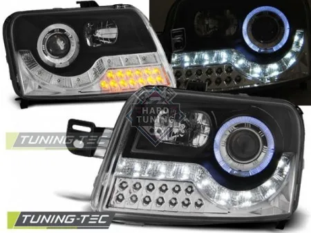 Передние фары Fiat Panda 2 (2003-2012) Daylight черные