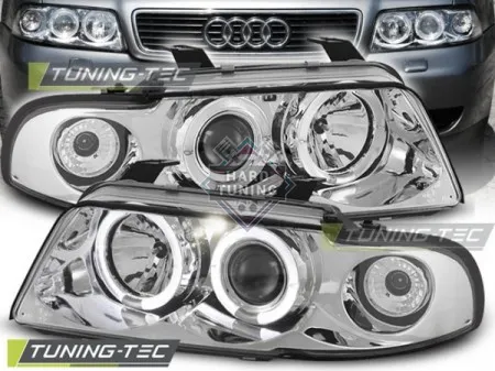 Передние фары AUDI A4 B5 1994-1998 HEADLIGHTS ANGEL EYES fits хром