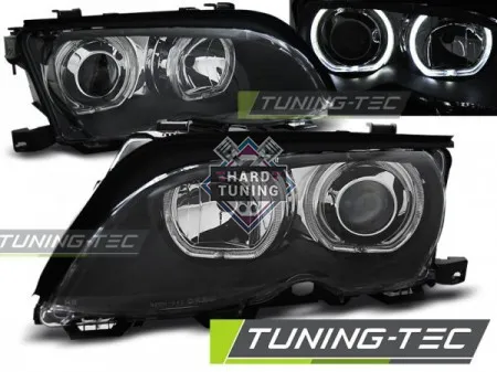 Передние фары BMW E46 (2001-2005) HEADLIGHTS ANGEL EYES LED fits черные