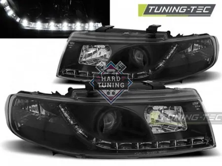 Передние фары Seat Leon / Toledo (1999-2004) Daylight Chrome черные