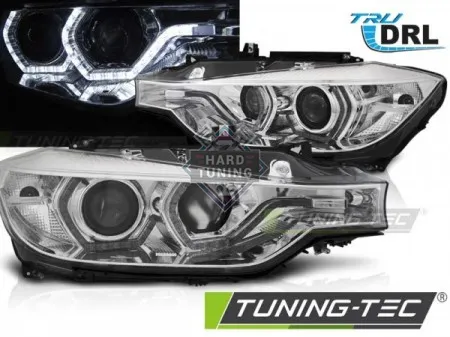 Передние фары BMW F30/F31 LCI (2015-2018) HEADLIGHTS ANGEL EYES LED DRL fits хром