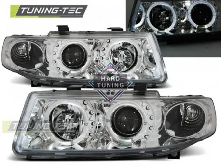 Передние фары Seat Leon / Toledo (1999-2004) Angel Eyes хром