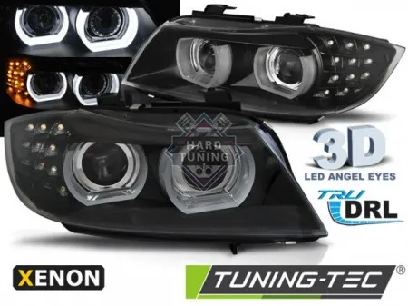Передние фары BMW E90/E91 (2009-2011) XENON HEADLIGHTS ANGEL EYES LED DRL fits черные
