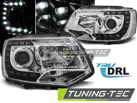 Передние фары Volkswagen T5 (2010-2015) True DRL хром