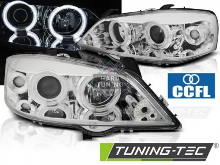 Передние фары Opel Astra G (1997-2004) Angel Eyes CCFL хром