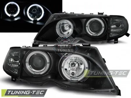 Передние фары BMW E46 (2001-2005) HEADLIGHTS ANGEL EYES fits черные