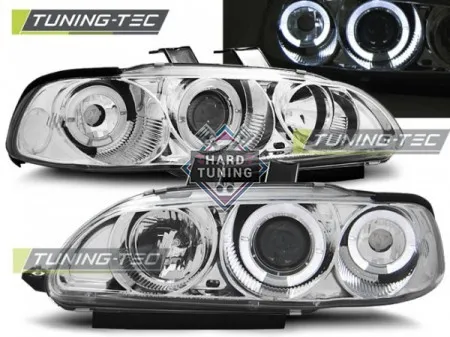 Передние фары Honda Civic 5 4D (1991-1995) Angel Eyes хром