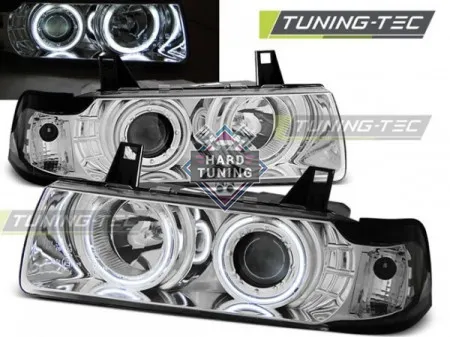Передние фары BMW E36 (1990-1999) S/C/T HEADLIGHTS ANGEL EYES CCFL fits хром