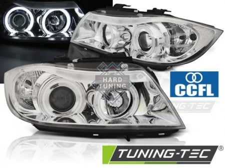 Передние фары BMW E90/E91 (2005-2008) HEADLIGHTS ANGEL EYES CCFL fits хром