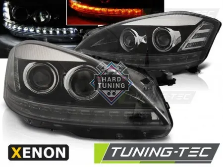 Передние фары Mercedes W221 (2005-2009) Xenon Daylight черные