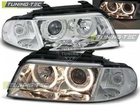 Передние фары AUDI A4 B5 1999-2000 HEADLIGHTS ANGEL EYES fits хром