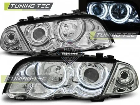 Передние фары BMW E46 (1999-2001) S/T HEADLIGHTS ANGEL EYES CCFL fits хром