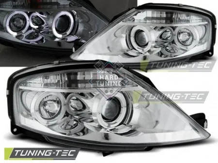 Передние фары Citroen C3 (2002-2009) Angel Eyes хром