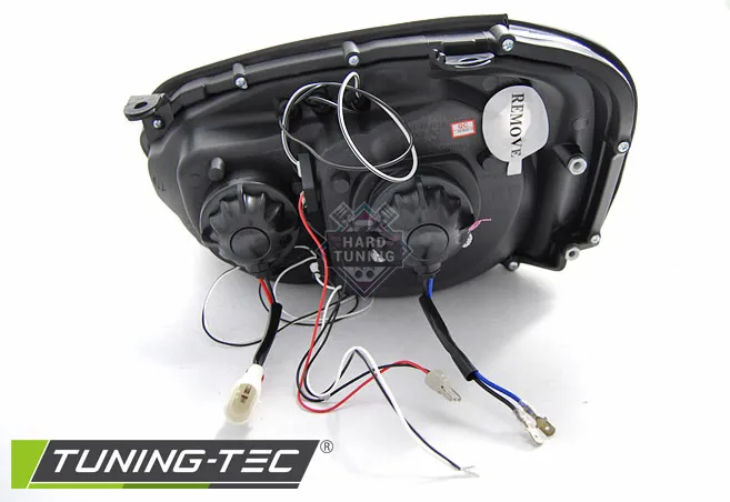 Передние фары Subaru Impreza 2 GD (2003-2005) Angel Eyes черные