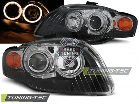Передние фары Audi A4 B7 2004-2008 ANGEL EYES черные