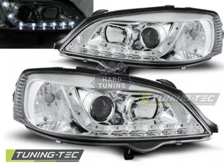 Передние фары Opel Astra G (1997-2004) Daylight хром