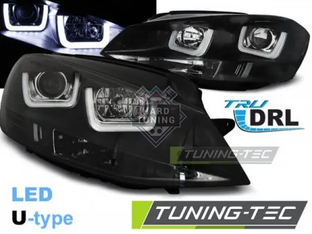 Передние фары Volkswagen Golf 7 (2012-2017) U-LED Light черные