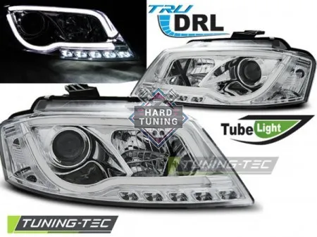 Передние фары Audi A3 8P 2008-2012 TUBE LIGHT хром