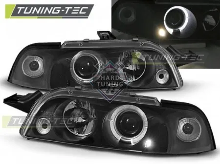 Передние фары Fiat Punto 1 (1993-1999) Angel Eyes черные