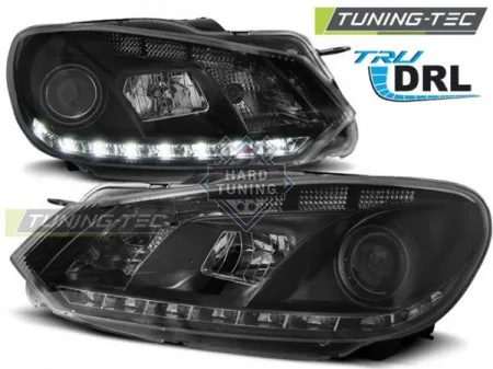 Передние фары Volkswagen Golf 6 (2008-2012) True DRL черные
