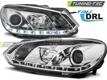 Передние фары Volkswagen Golf 6 (2008-2012) True DRL хром